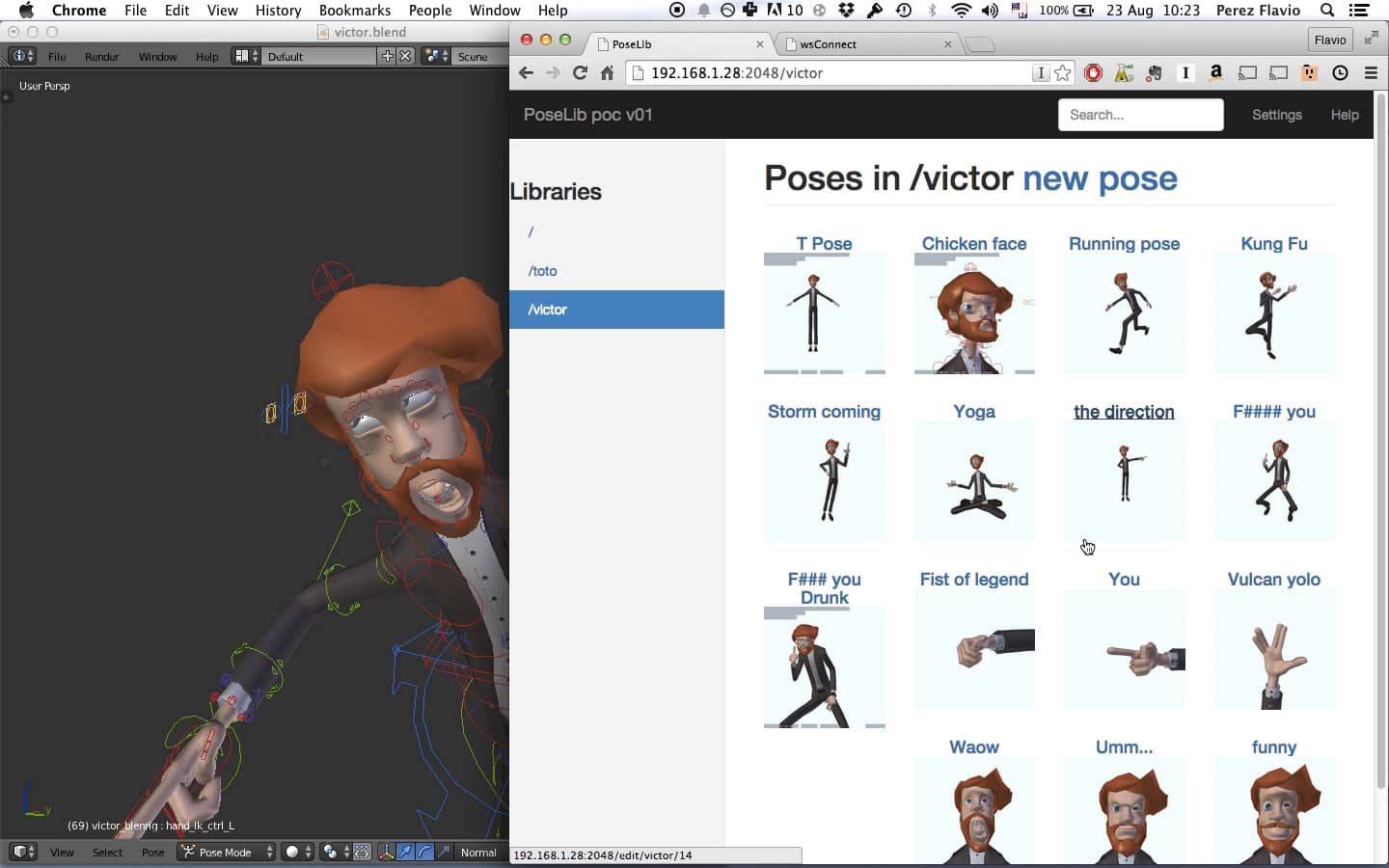 Blender Poselibrary proof of concept on Vimeo