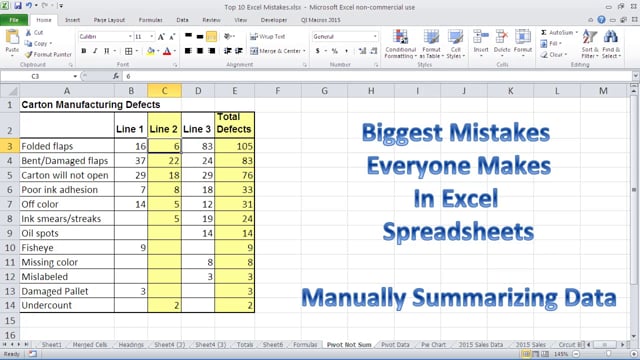 Top 10 Excel Spreadsheet Mistakes Vol 6