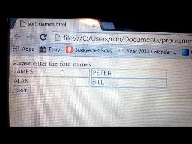 HTML/ JavaScript Program to do Alphabetical Sort. on Vimeo
