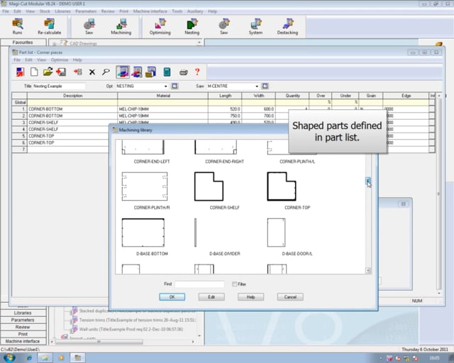Example of shaped nesting optimisation
