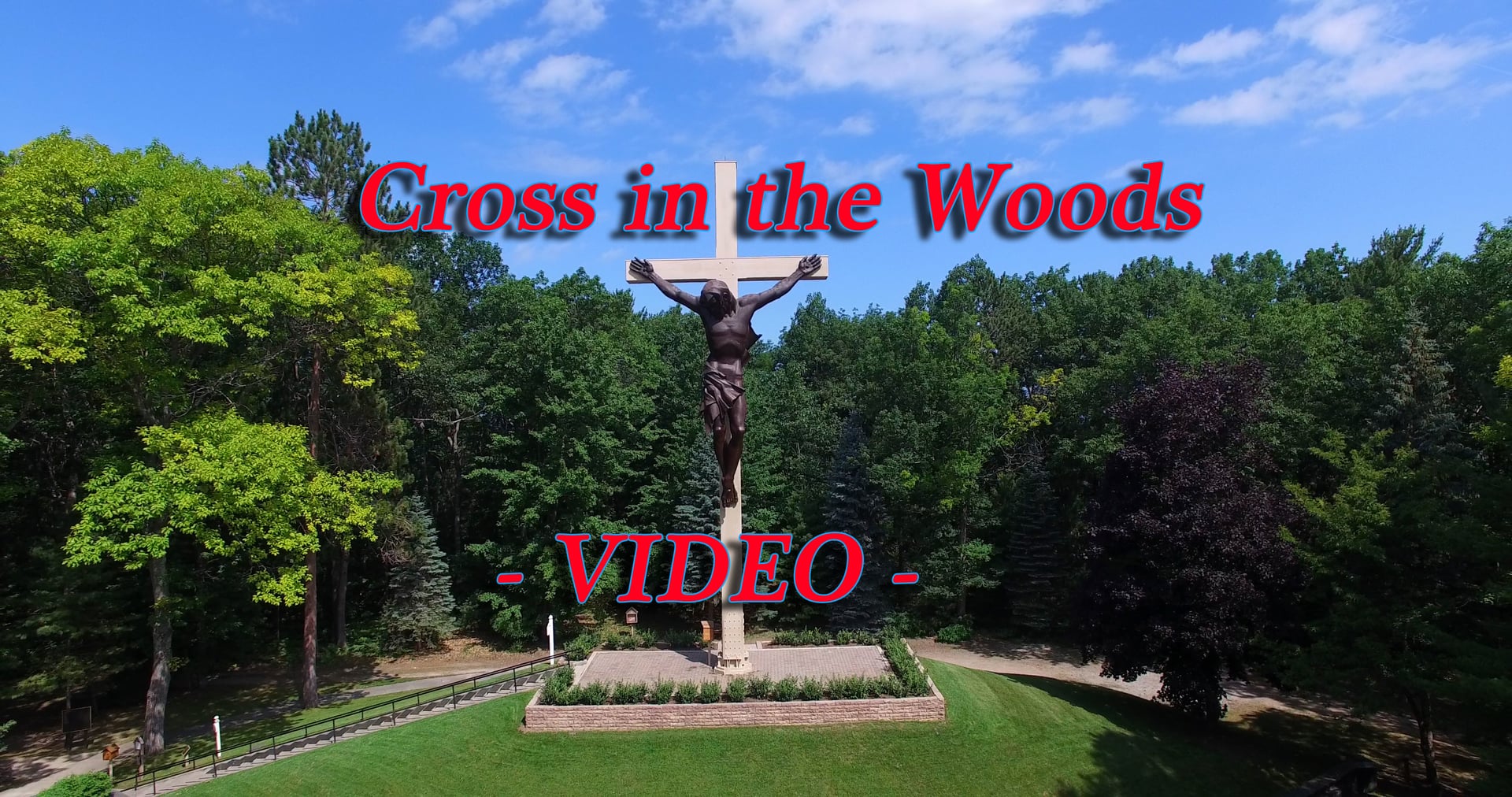 Cross in the Woods at Indian River, Michigan spectacular aerial Drone