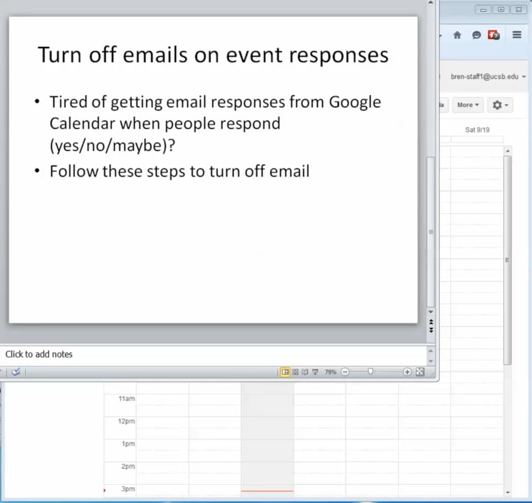 Turn off getting email from Google Calendar from event responses on Vimeo