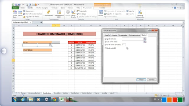 Excel: Cuadro combinado (ComboBox) vídeo 2