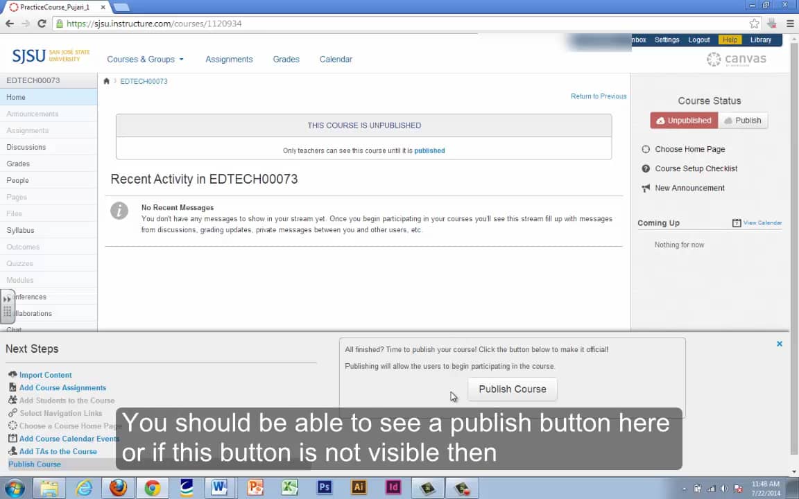 Publish unpublish a course in canvas on vimeo