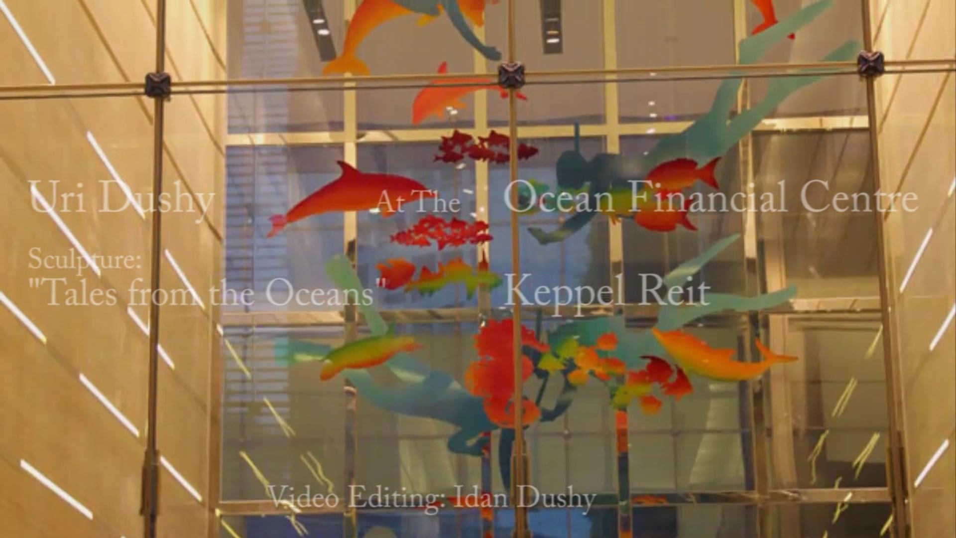 Uri Dushy installation of the Sculpture at the Ocean Financial Centre