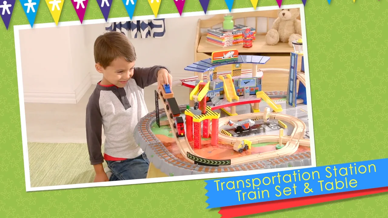 Kidkraft transportation station train set store & table