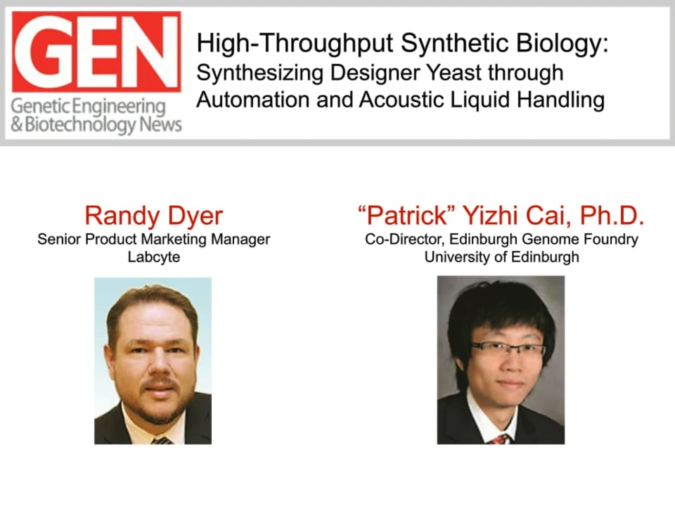 WEBINAR: High-Throughput Synthetic Biology - with Patrick Yizhi Cai, Ph ...