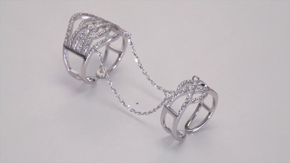 2 individual rings reunited by silver elegant chains size 6 on Vimeo