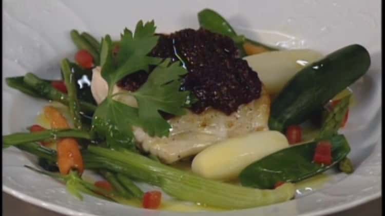 Sea Bass with Red Onion Mousse and Balsamic Vinegar by Michele Sorrentino