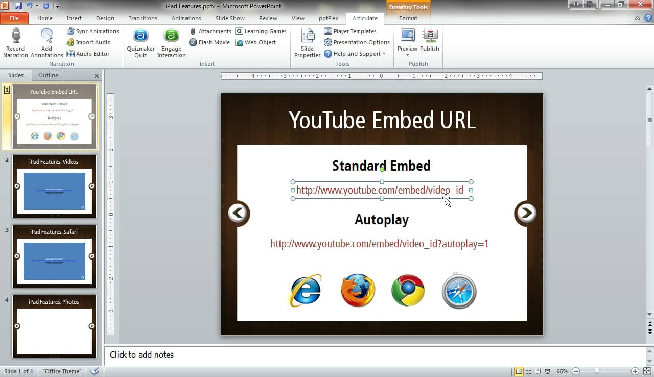 Easy, reliable way to embed YouTube videos in Articulate Presenter