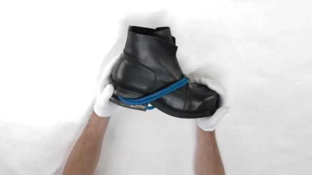 Dirk Bikkembergs black ankle boots with metal ring and neon