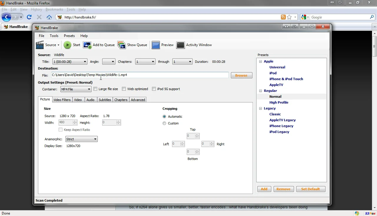 How to use HandBrake to convert videos to MP4 format for use with