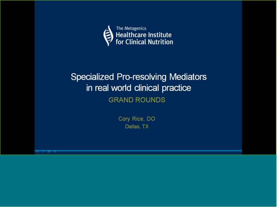 Cory Rice, DO: Real World Clinical Experiences with SPMs on Vimeo
