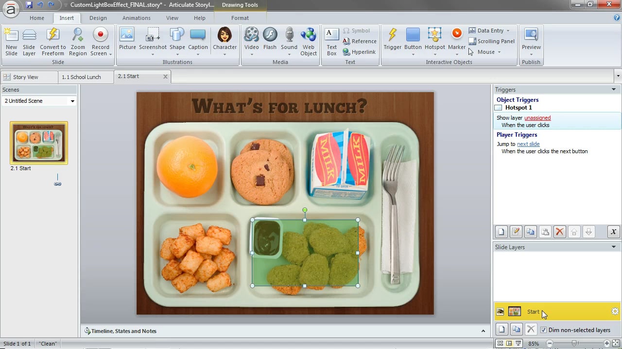 How to create a custom lightbox effect using triggers and slide layers