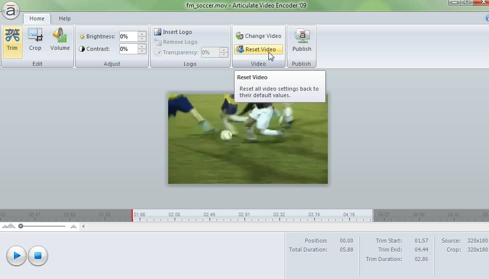 How to trim a video in Articulate Video Encoder so your FLV includes only the part of the movie