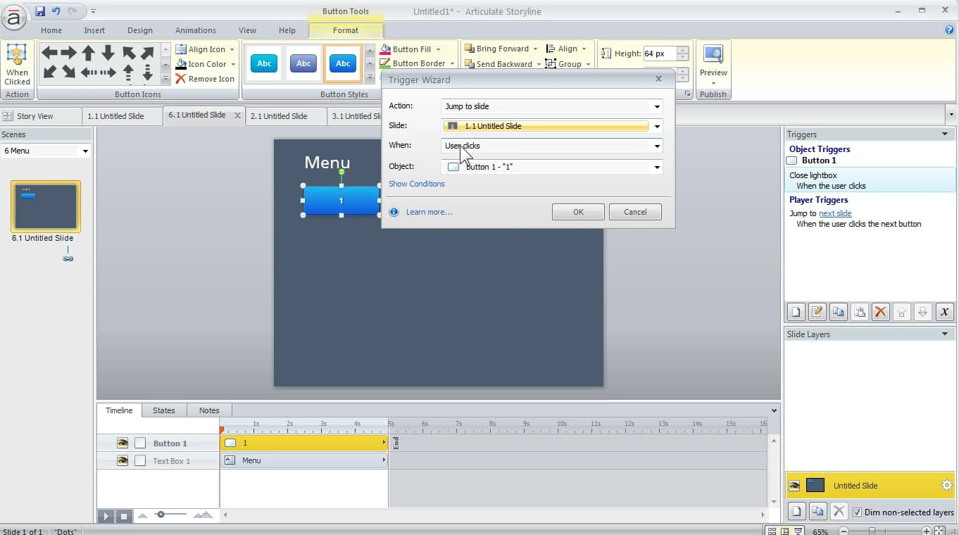 Use the lightbox feature in Storyline to create a custom menu. on Vimeo