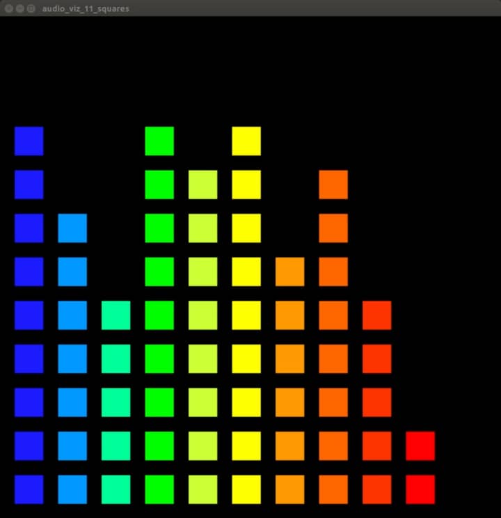 Audio Visualizer - 11x11 rainbow square grid on Vimeo