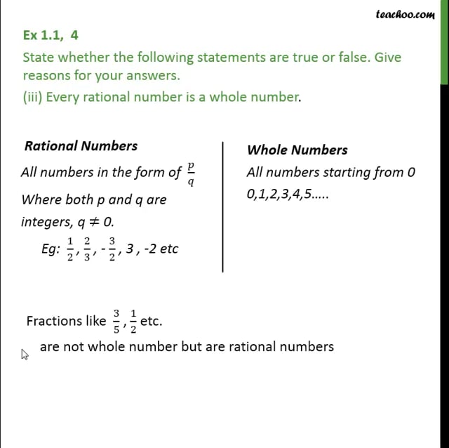 Is 1 2 a rational number True or false?