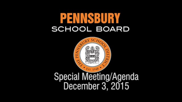 Pennsbury School Board Meeting for December 3, 2015 (Agenda Meeting)