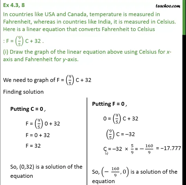 SOLVED: Given F = (9/5)C + 32, the conversion formula for