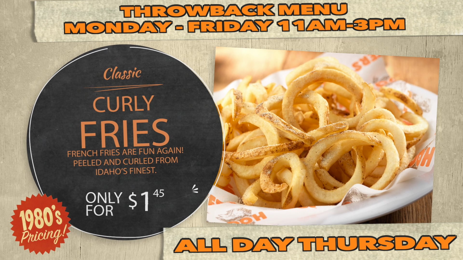 Hooters Throwback Menu Promo