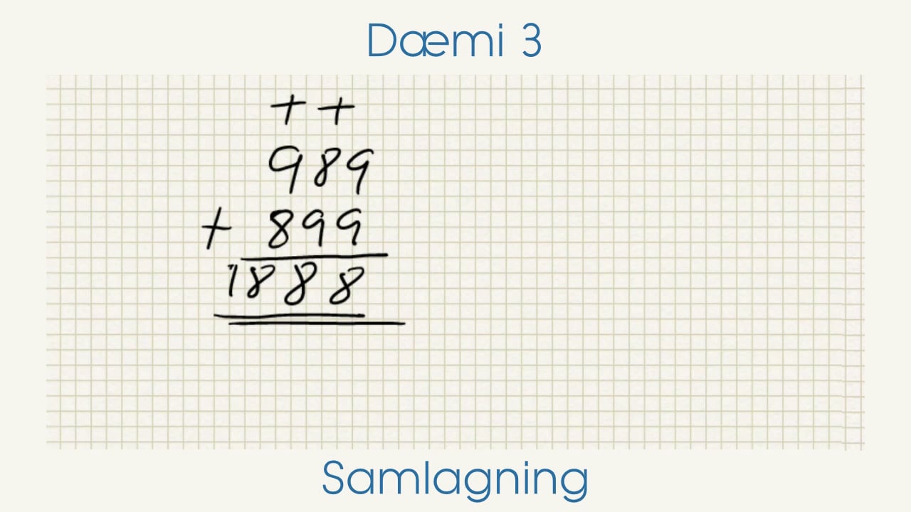 Grunnaðgerðir - Samlagning - Dæmi 3