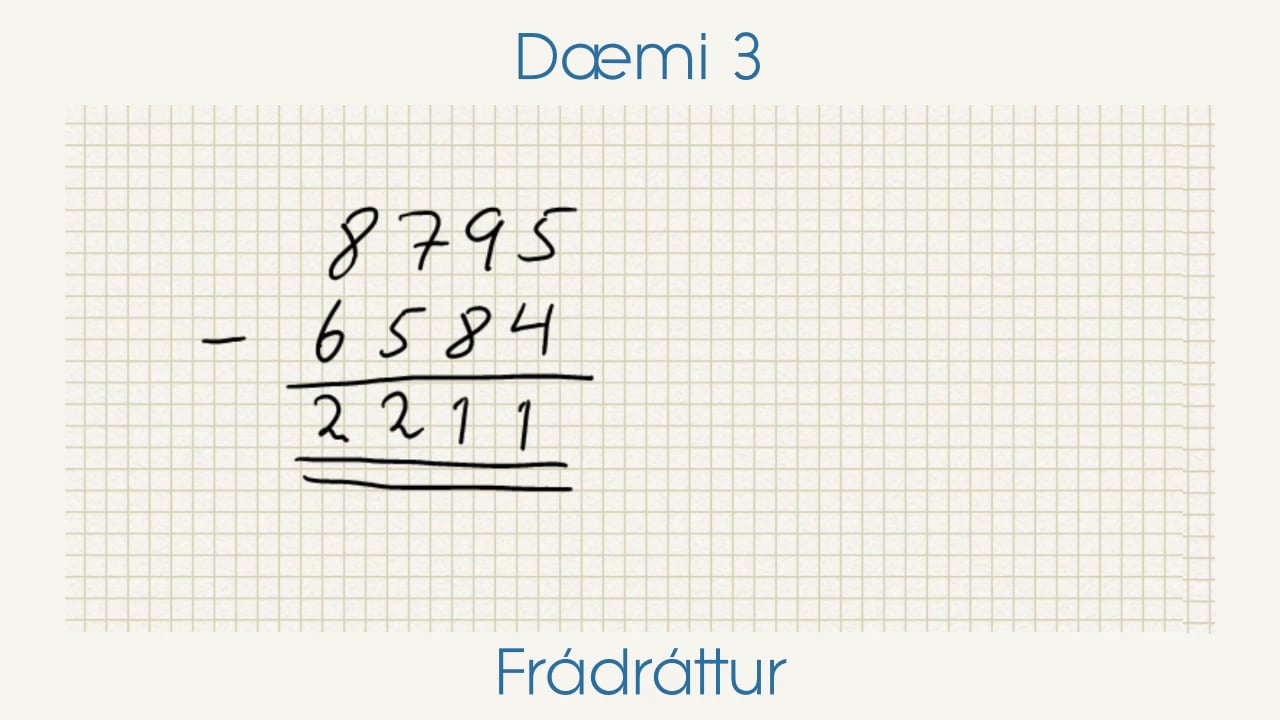 Grunnaðgerðir - Frádráttur - Dæmi 3