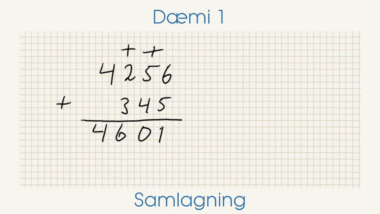 Grunnaðgerðir - Samlagning - Dæmi 1