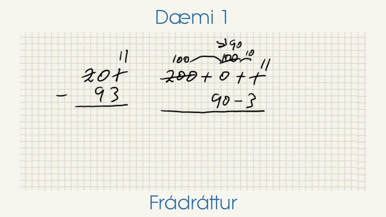 Grunnaðgerðir - Frádráttur - Dæmi 1