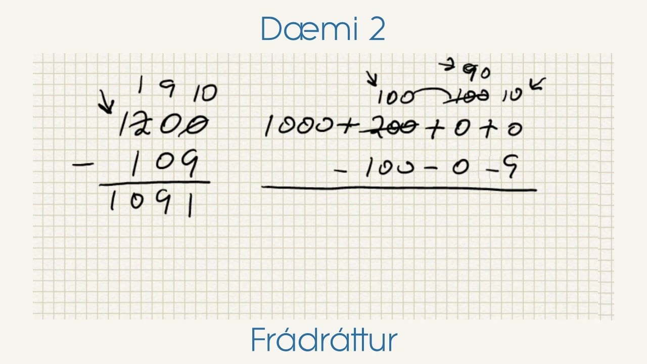 Grunnaðgerðir - Frádráttur - Dæmi 2