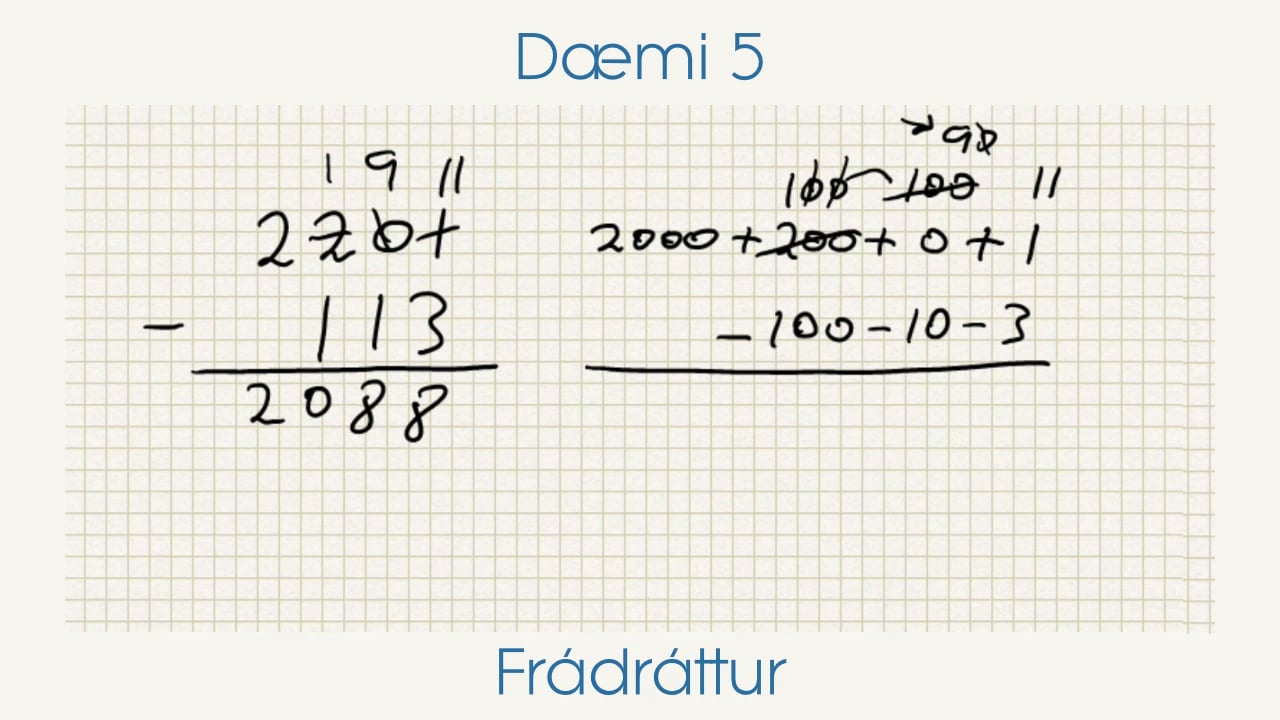 Grunnaðgerðir - Frádráttur - Dæmi 5
