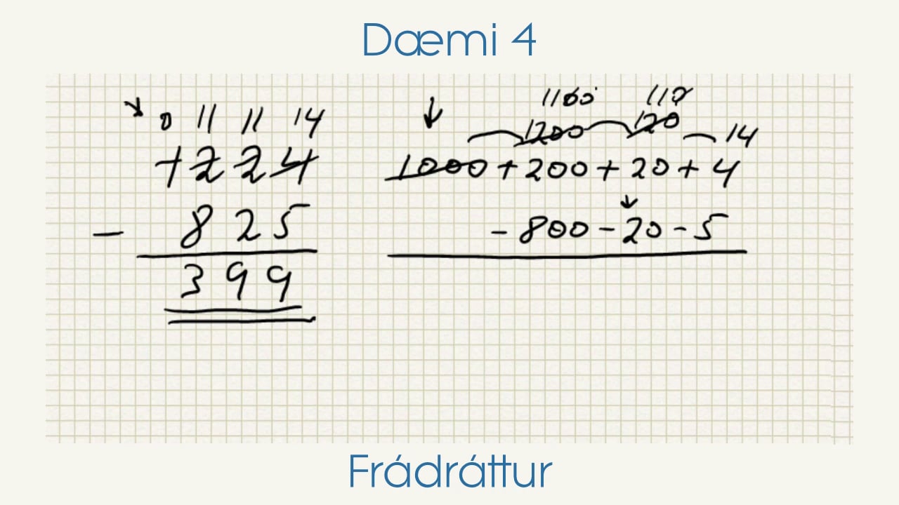 Grunnaðgerðir - Frádráttur - Dæmi 4