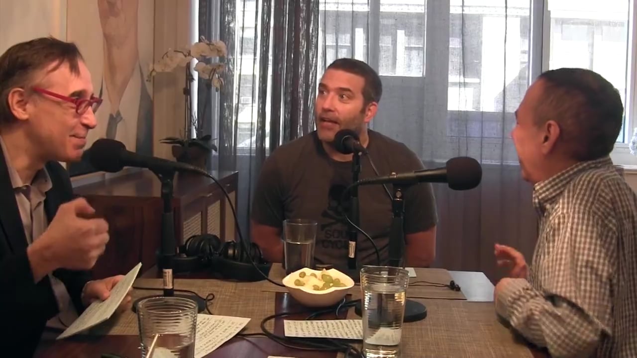 Craig Bierko and Gilbert discuss Bishop Sheen's Staff.