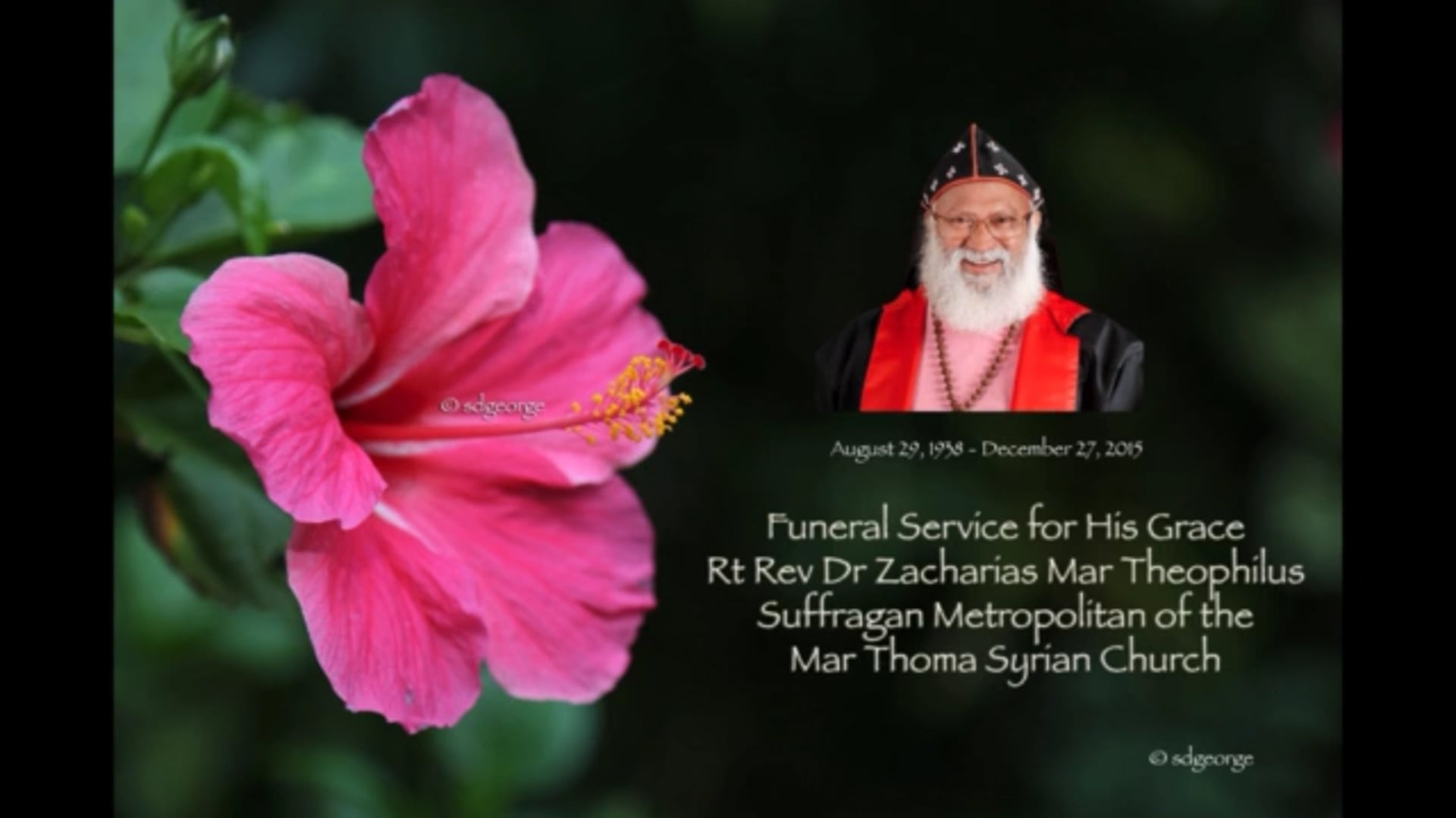 Funeral Service for His Grace Rt. Rev. Dr. Zacharias Mar Theophilus Suffragan Metropolitan