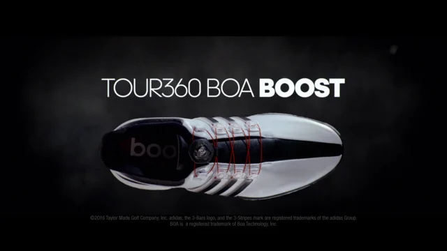 Adidas Tour 360 Boost BOA Golf Shoes White/Black/Silver at InTheHoleGolf.com