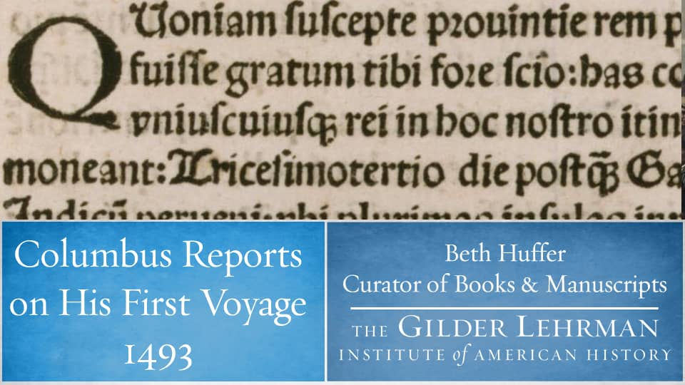 columbus reports on his first voyage 1493 quizlet