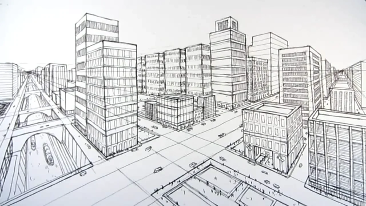 How to Draw an Easy City in One-Point Perspective - Really Easy Drawing  Tutorial