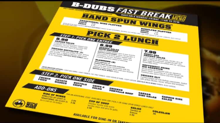 Buffalo wild deals wings lunch menu