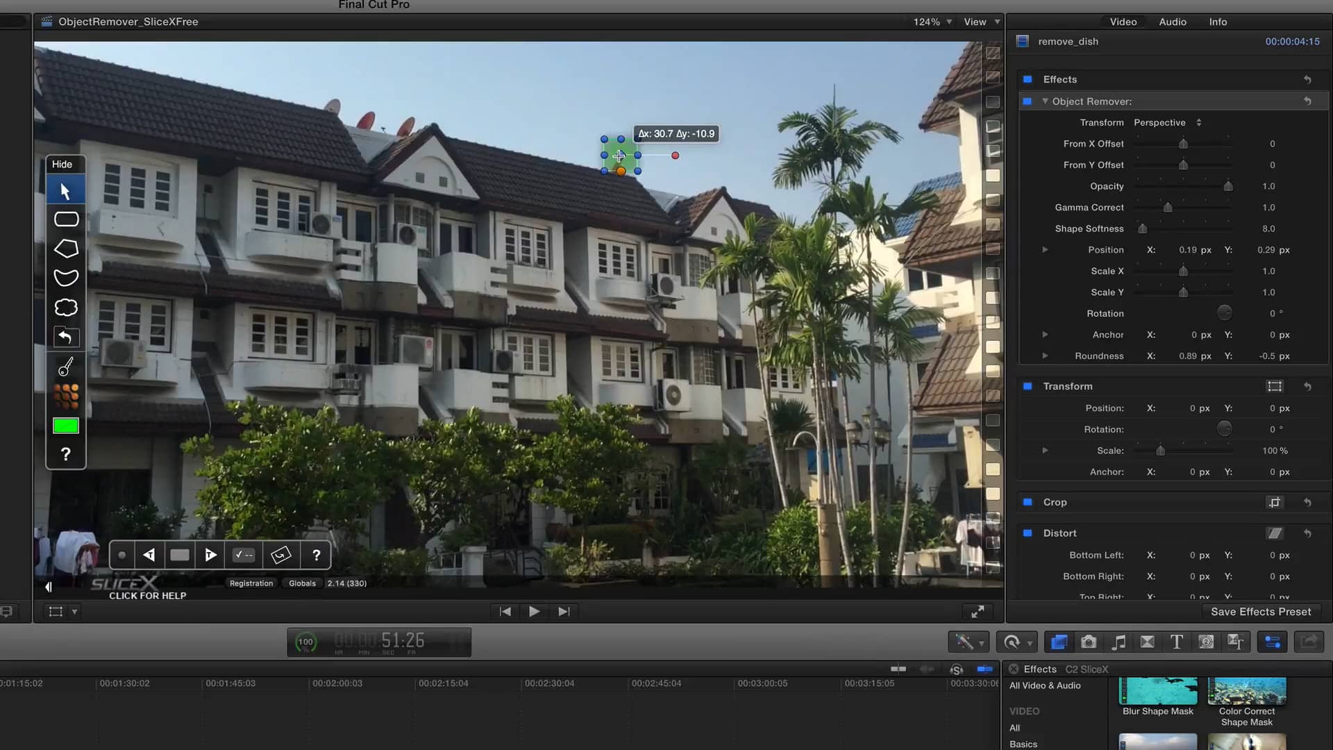 FCP X How to remove an unwanted object in shot, such as a satellite