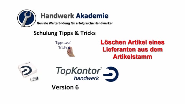 Löschen Artikel aus dem Artikelstamm