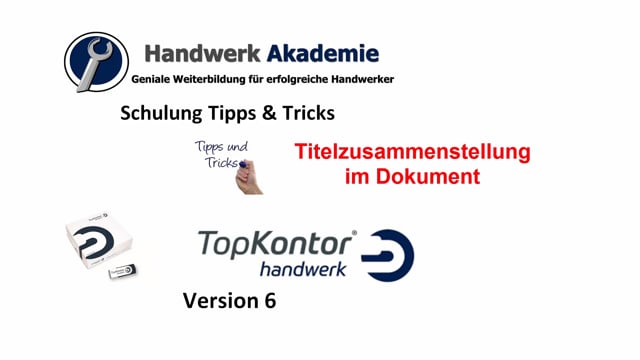 Titelzusammenstellung im Dokument