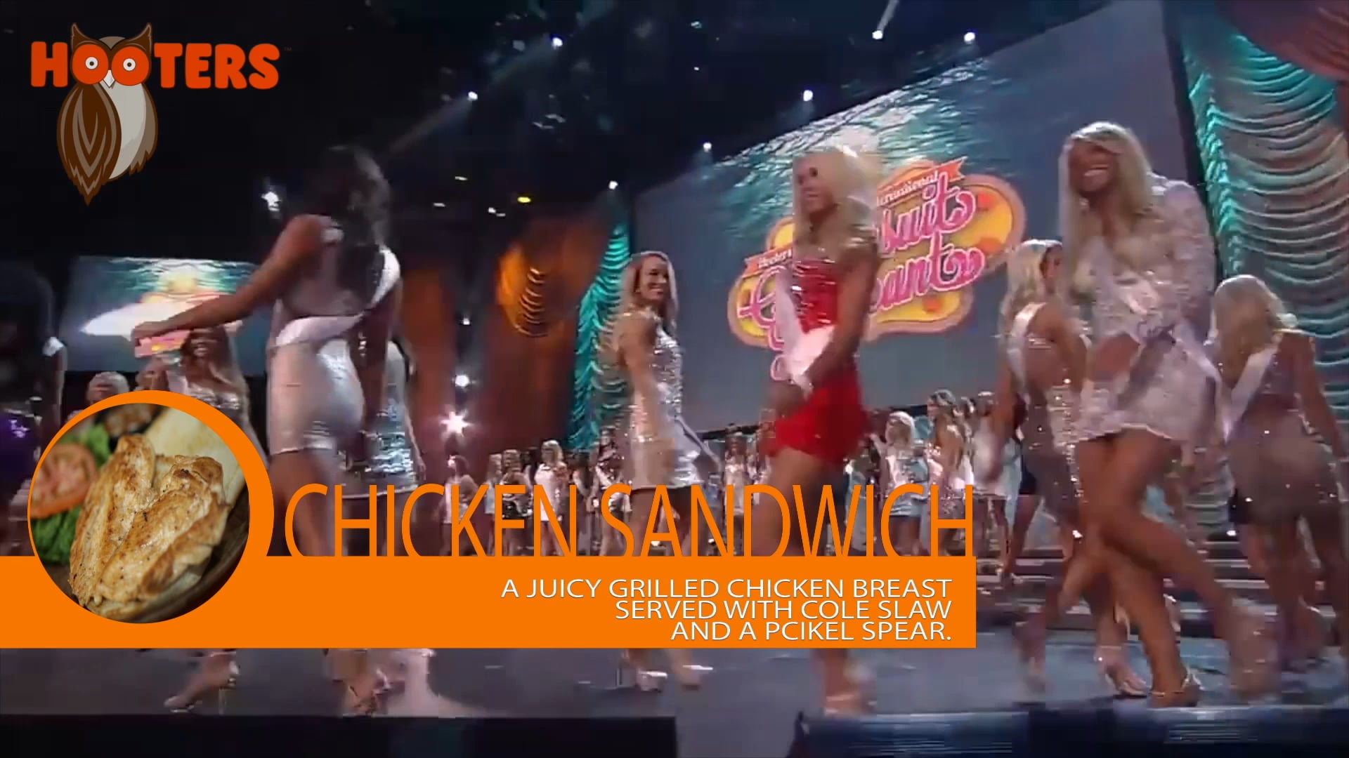 Hooters Swimsuit Pageant with Lower Third Food Items 2016