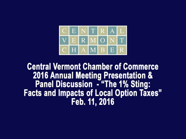 Vermont Local Option Taxes Presentation and Panel Discussion