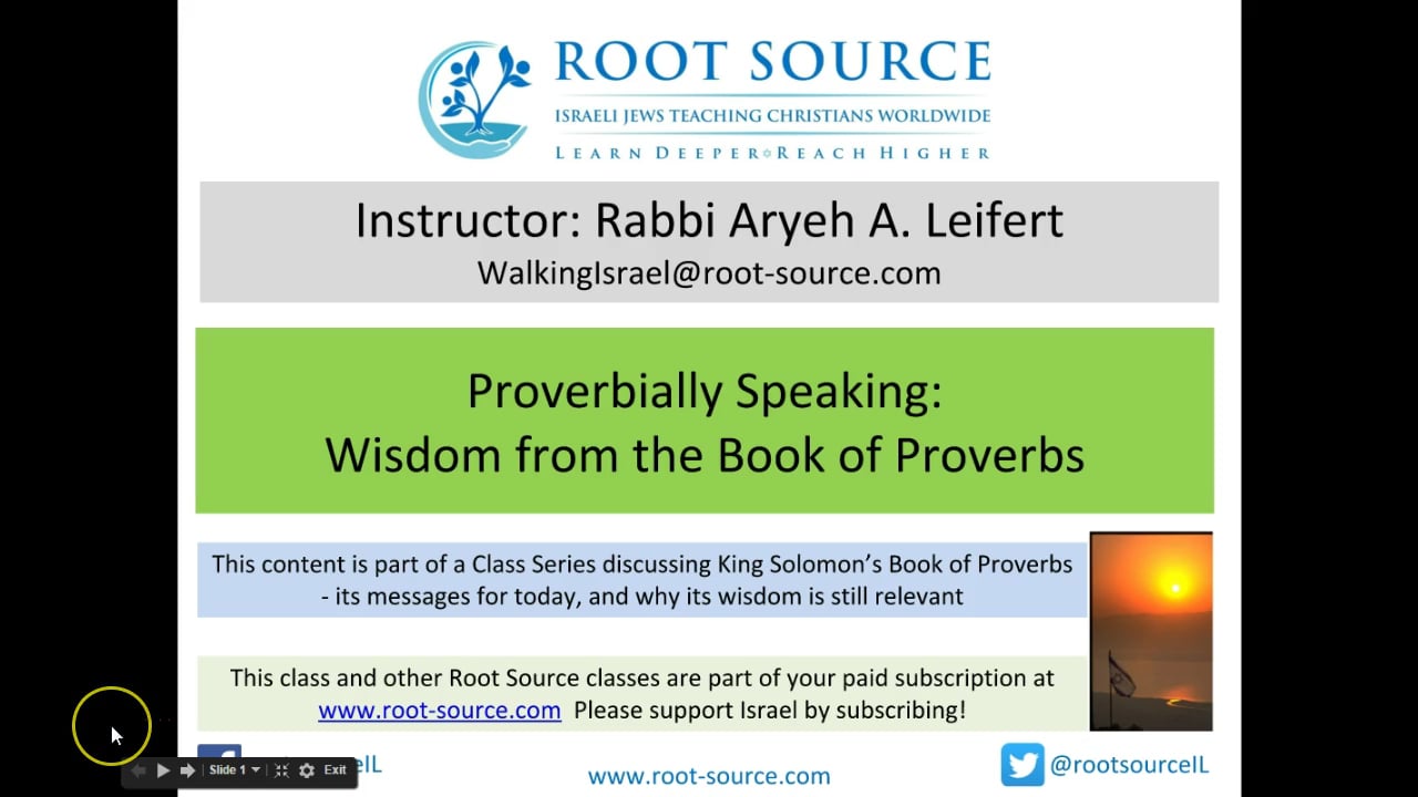 Rabbi Aryeh Leifert | Proverbs Chapter 8