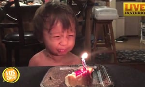 Kid Can't Blow Out Birthday Candle