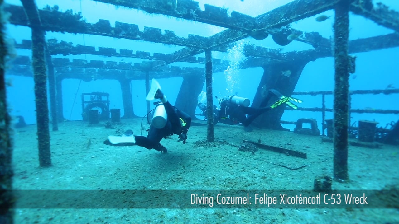 Diving the Felipe Xicoténcatl C-53 Wreck in Cozumel on Vimeo