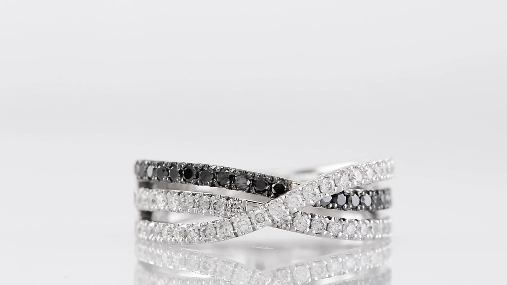 60s bullocks モンドリアン柄 Black Diamond Cross-over Pave Band Ring | LEIBISH