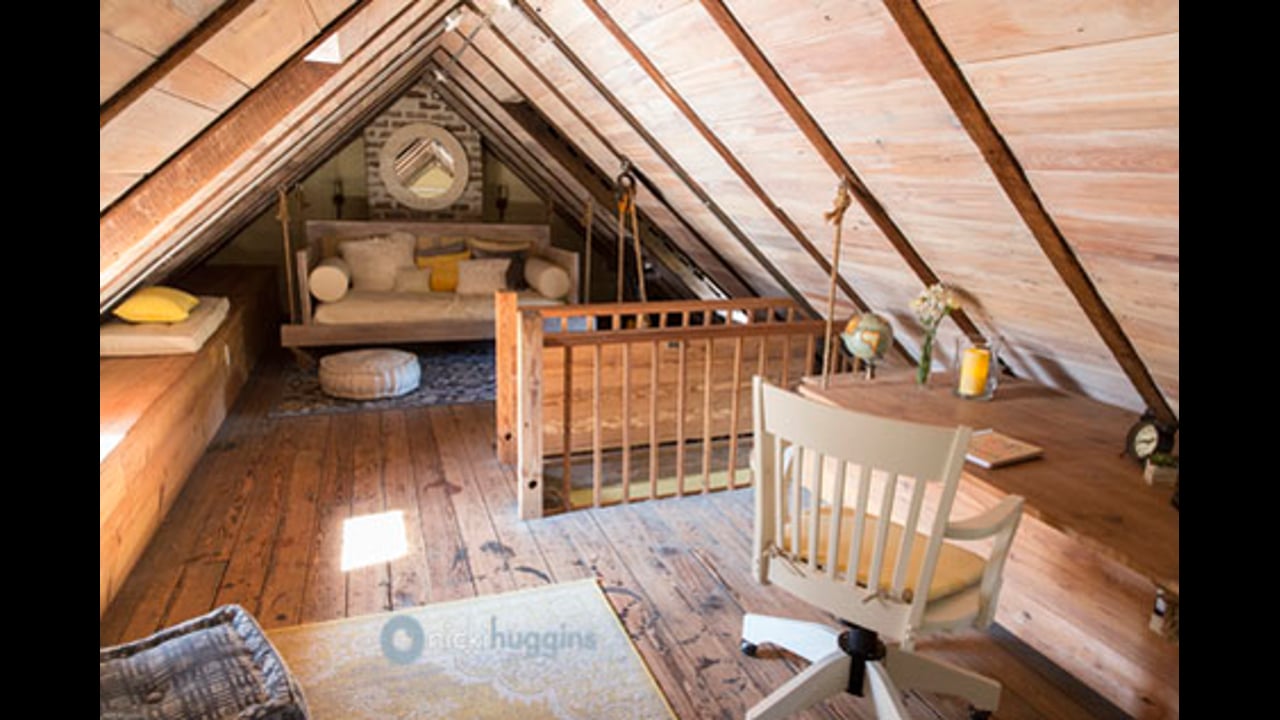 Hanging Bed in Historic Attic
