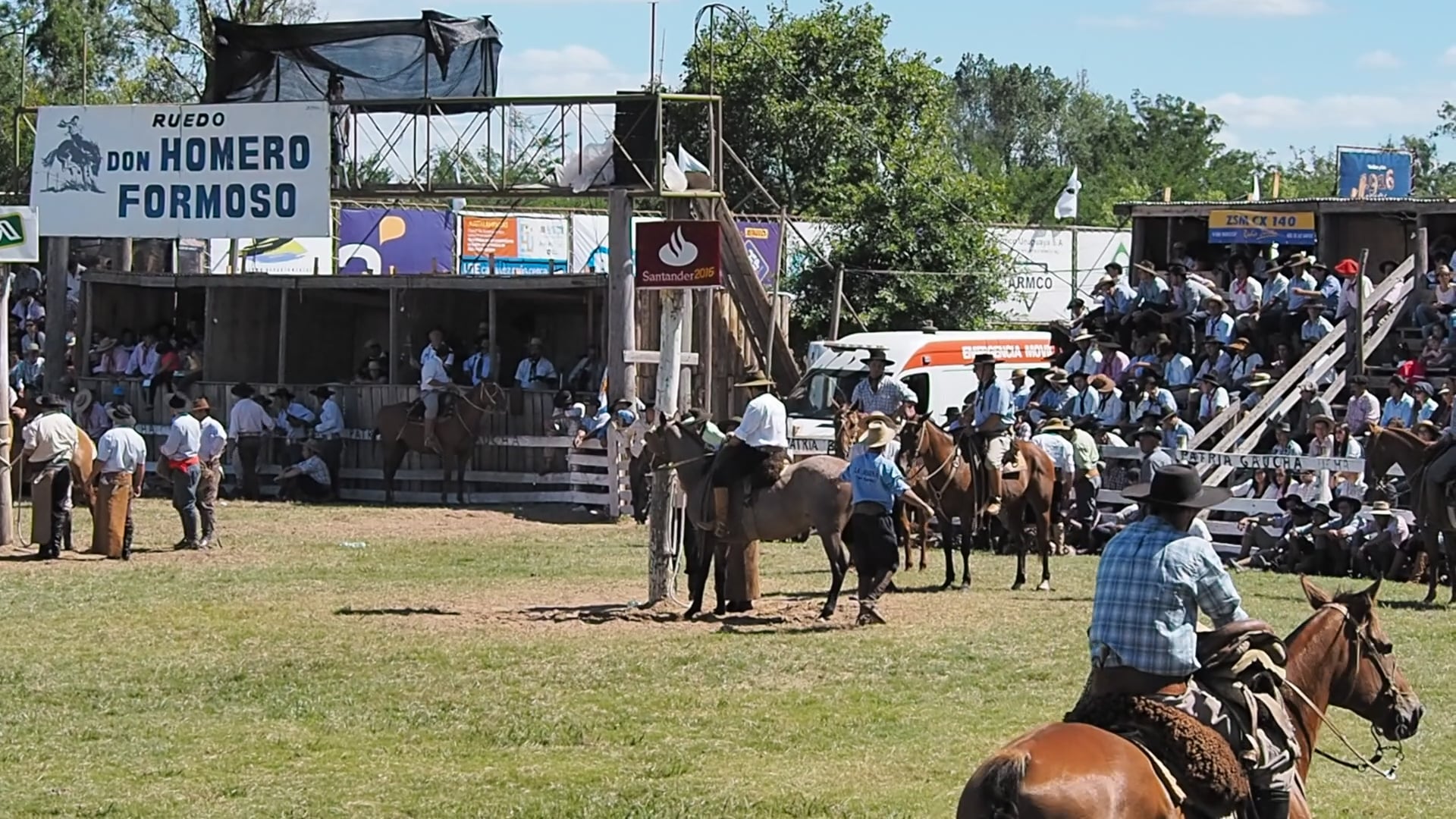 Bucking horse ride at the Gaucho rodeo in Uruguay.