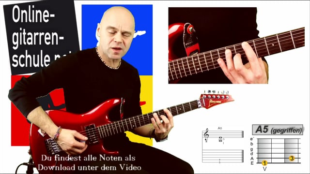 Töne auf der E-Saite gegriffene Powerchords